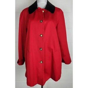 Ralph Lauren Womens Red Equestrian Barn Jacket Field Coat Corduroy Collar Medium